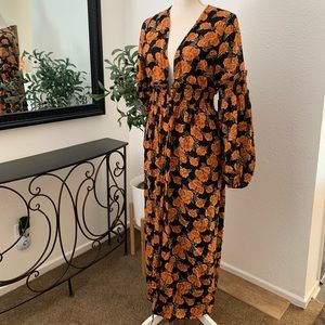 Rock & Roll Cowgirl Floral Cardigan - Black and Orange